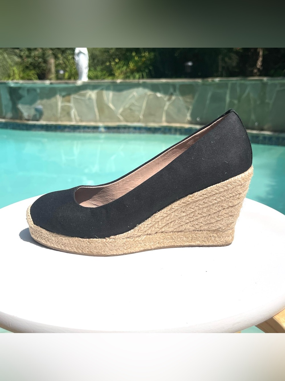 J. CREW Seville Espadrille Black Canvas Jute Wedge Slip On Shoes Size 6 - Picture 10 of 13